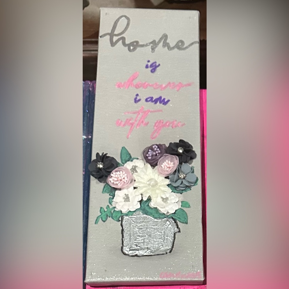 Floral Canvas Wall Art with Inspirational Quote